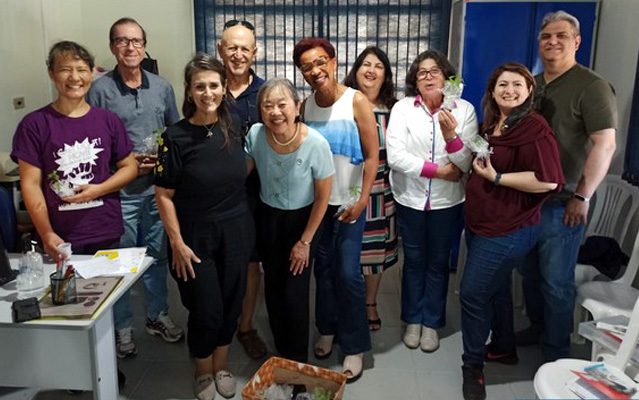 Voluntários do CVV durante reunião preparatória para campanha nacional do “Setembro Amarelo”.   Foto: Coordenadoria de Comunicação 