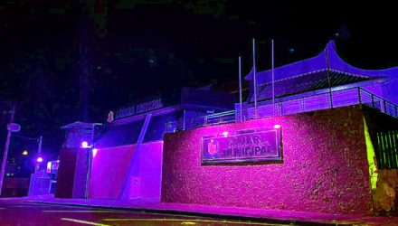 A Câmara de Andradina, ao se iluminar de rosa, reforça seu compromisso com a conscientização sobre a importância da prevenção do câncer de mama”. Foto: Assessoria de Imprensa