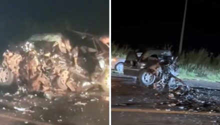 Acidente envolvendo três carros e uma motocicleta em Araçatuba (SP) — Foto: Arquivo pessoal
