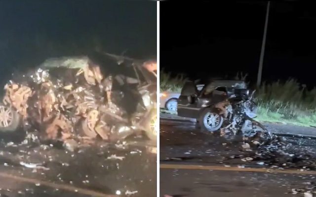 Acidente envolvendo três carros e uma motocicleta em Araçatuba (SP) — Foto: Arquivo pessoal
