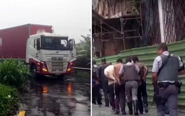 Policias Civil e Militar prendem 17 criminosos e mata três durante mega-assalto na Via Anchieta, SP — Foto: Reprodução e TV Tribuna