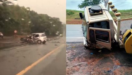 Homem morre em acidente entre carro e caminhão na SP 265 em Severínia (SP) — Foto: Divulgação / Regional 24h