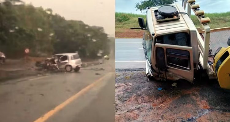 Homem morre em acidente entre carro e caminhão na SP 265 em Severínia (SP) — Foto: Divulgação / Regional 24h